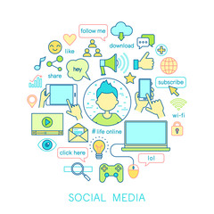 Social Media set -line icons.