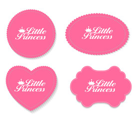 Little Princess Label Set Vector Illustration