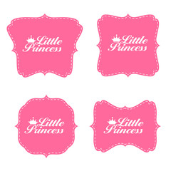 Little Princess Label Set Vector Illustration