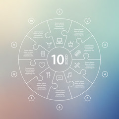 Obraz premium Business concept with options, parts, steps or processes. Circle puzzle infographic. Template for cycle diagram, graph, presentation and round chart. Vector blur background.