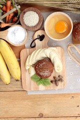 Banana cake of delicious and  banana ripe with making cake.