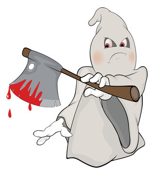 Illustration of a cute cartoon ghost 