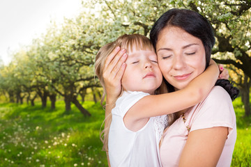Naklejka premium Happy mother and child girl
