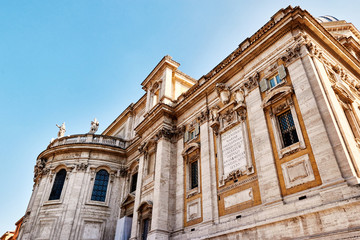 Fototapeta na wymiar Detail of facade of church of Santa Maria Maggiore in Rome