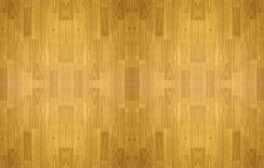 Hardwood maple basketball court floor viewed from above