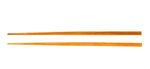 Wooden pairs of chopsticks on white background