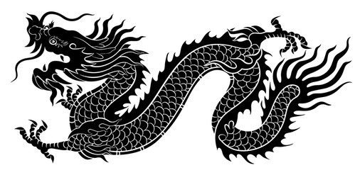 Naklejki  Silhouette of Chinese dragon crawling