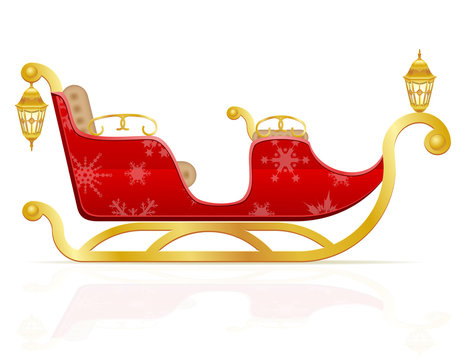 Red Christmas Sleigh Of Santa Claus Vector Illustration