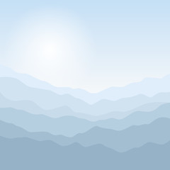 Silhouette of the Mountains  at Sunrise