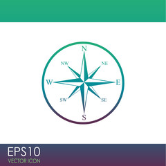 Wind rose compass vector icon.