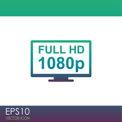 Full hd widescreen TV vector icon.