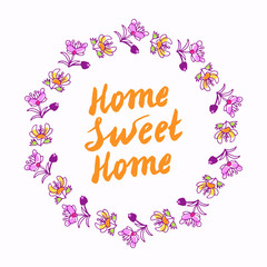 Naklejka premium Home sweet home lettering in wreath