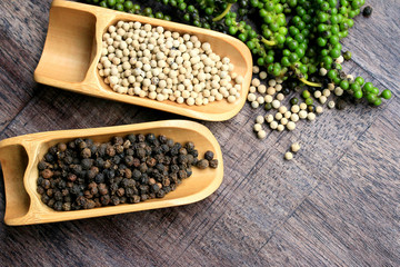 Fresh green pepper seeds and dried grain