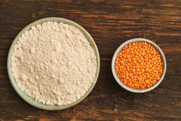 Red lentils and lentil flour