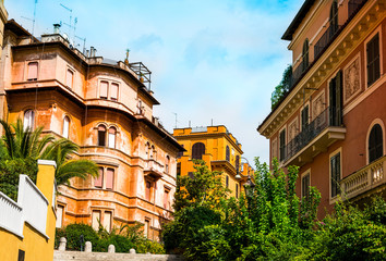 Beautiful street view of old town in Rome, ITALY