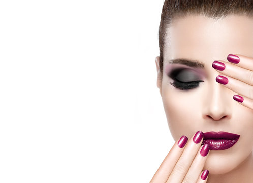 Beauty and Makeup concept. Luxury Nails and Make-up