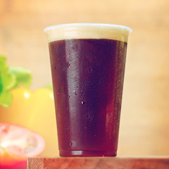 Plastic cup of beer