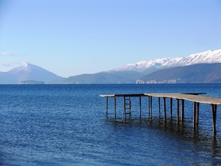 Pier on a Lake Prespa in Macedonia
