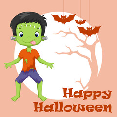 Little boy dressed up as Frankenstein