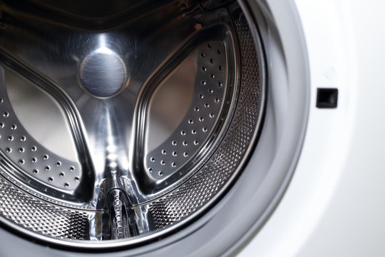 closeup image of washing machine, abstract metallic texture