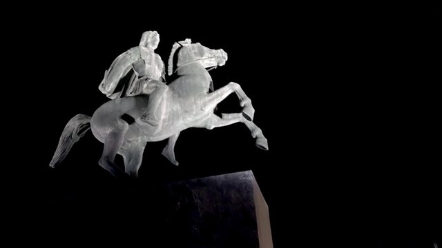 4k Alexander the Great at night,Thessaloniki city,Greece. UHD steadycam stock footage
