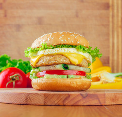 Fast food, chicken burger