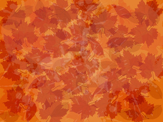 Naklejka na ściany i meble Vector autumn background with fallen leaves and watercolor splashes.