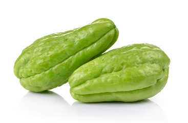 Chayote on white background