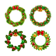 Christmas wreath vector set