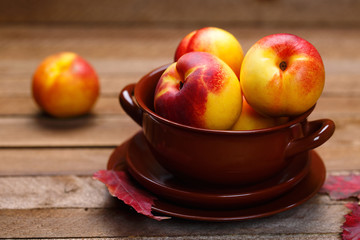 close up of ripe peaches. Nectarines