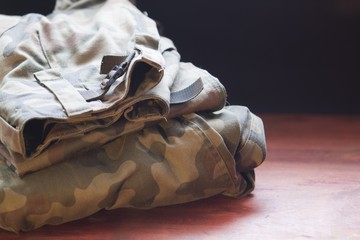 Military clothes close up
