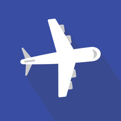 Obraz premium Airplane icon. Modern flat icon with long shadow effect