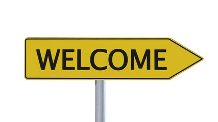 Welcome Signpost isolated on white background