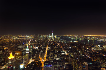 Aerial night view of Manhattan