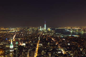 Aerial night view of Manhattan