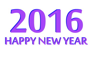 Happy new year 2016 on greeting card with purple letters