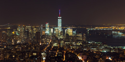 Fototapeta na wymiar Aerial night view of Manhattan