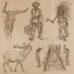 Plakat Wild West - Hand drawn vector pack