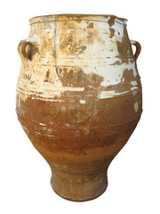 Ancient clay Minoan amphora in Crete, Greece - obrazy, fototapety, plakaty