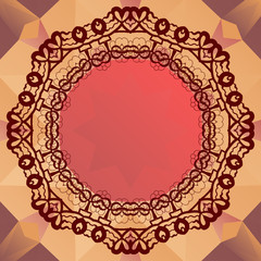 Round mandala frame for text, oriental design banner vector