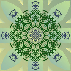 Stylized mandala star on green banner vector
