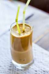 Ice coffee frappe with milk