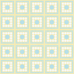 Blue, White and Yellow Polka Dot Square Abstract Design Tile Pat