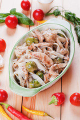 Italian pasta with chicken and vegetables