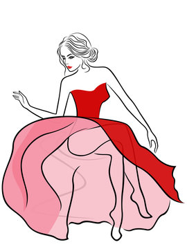 Lady in translucent dress on a sofa