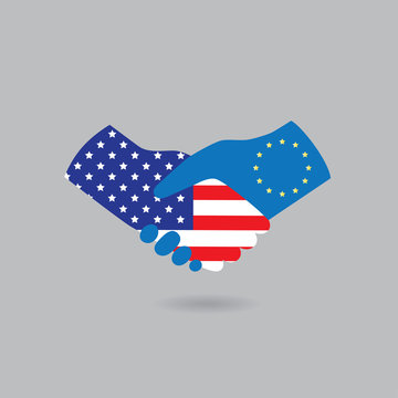 USA handshake with EU icon