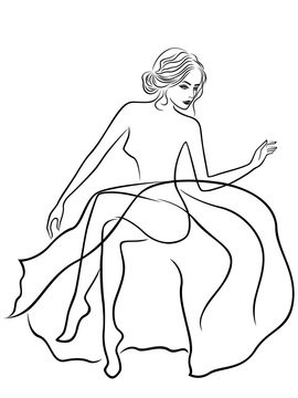 Lady in gown sitting on a sofa