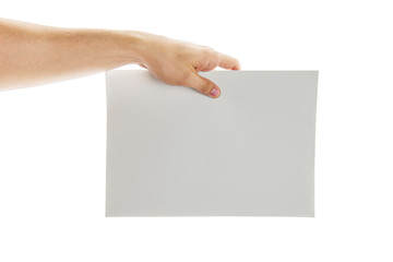 Obraz premium Blank paper sheet in hand