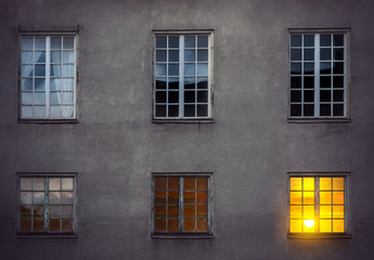 Wall with six windows