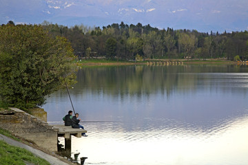 Fototapeta na wymiar Artificial Lake in Tirana. Albania